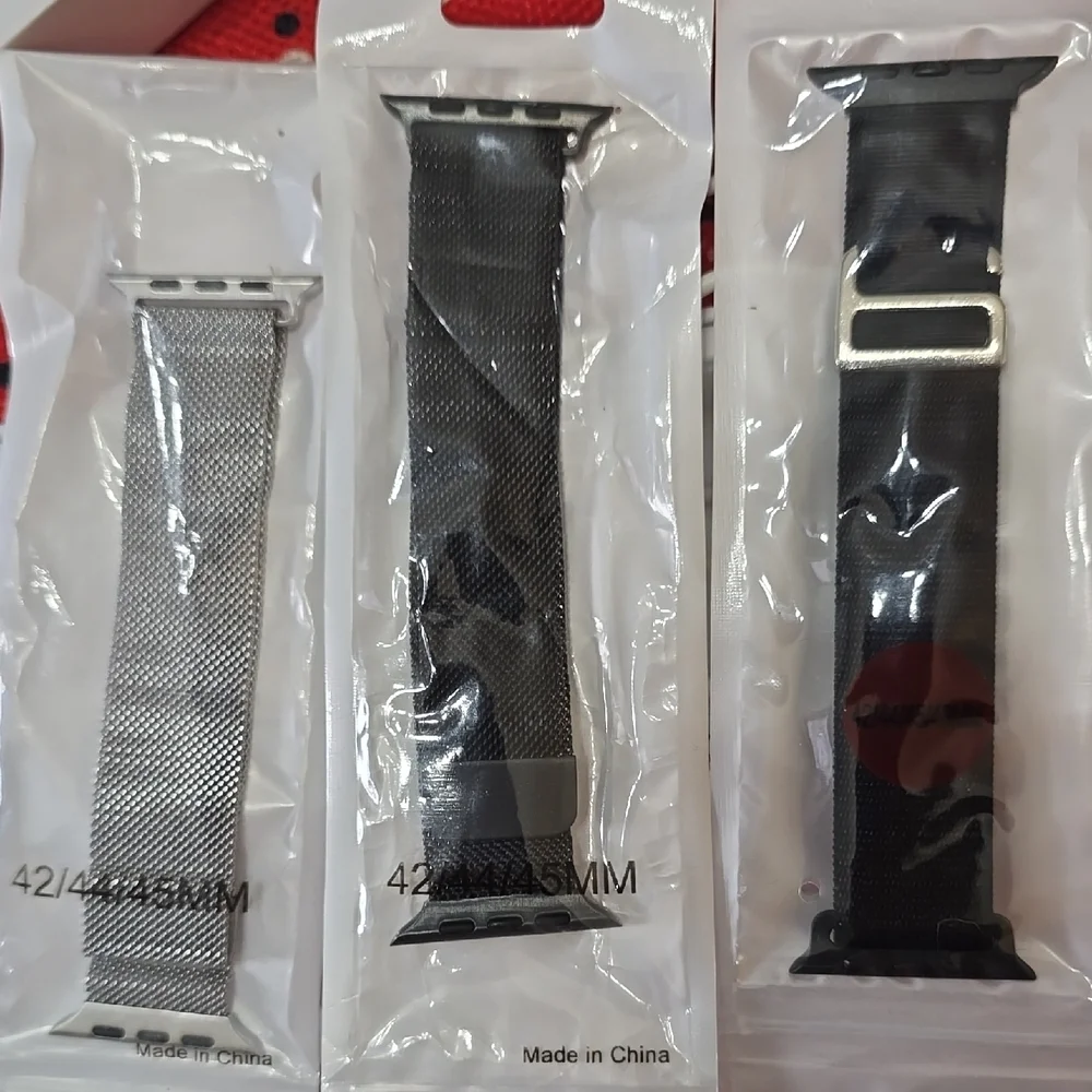 Black Smartwatch with Silver Milanese and Black Bands